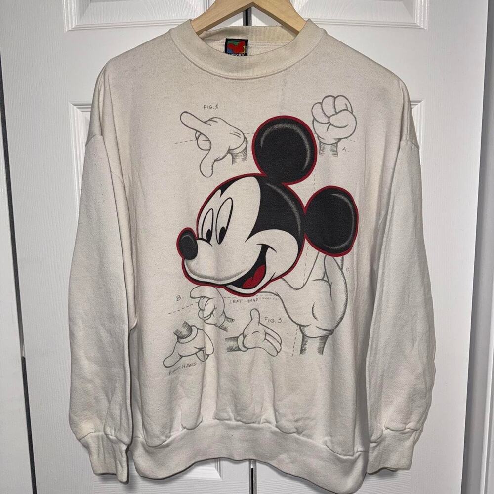 Vintage 1990s mickey mouse unlimited cream white sweatshirt size large